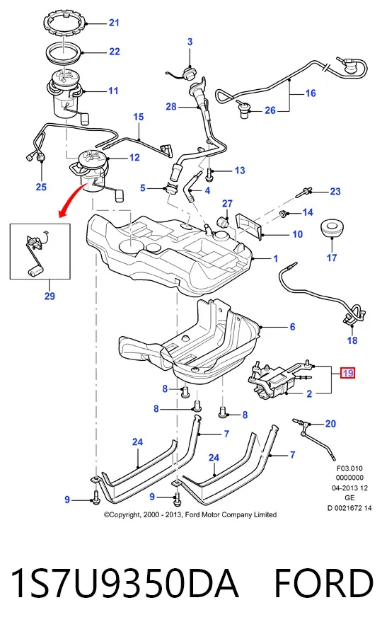 Насос топливный электрический 1S7U9350DA Ford