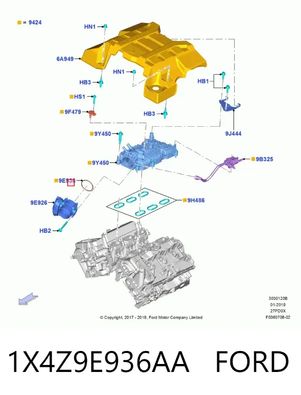 Прокладка дроссельной заслонки 1X4Z9E936AA Ford
