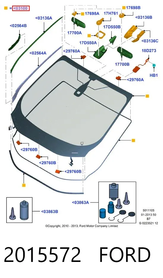 Лобовое стекло 2015572 Ford