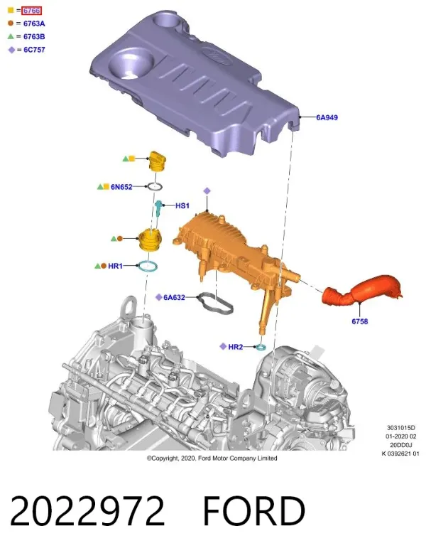Крышка маслозаливной горловины 2022972 Ford