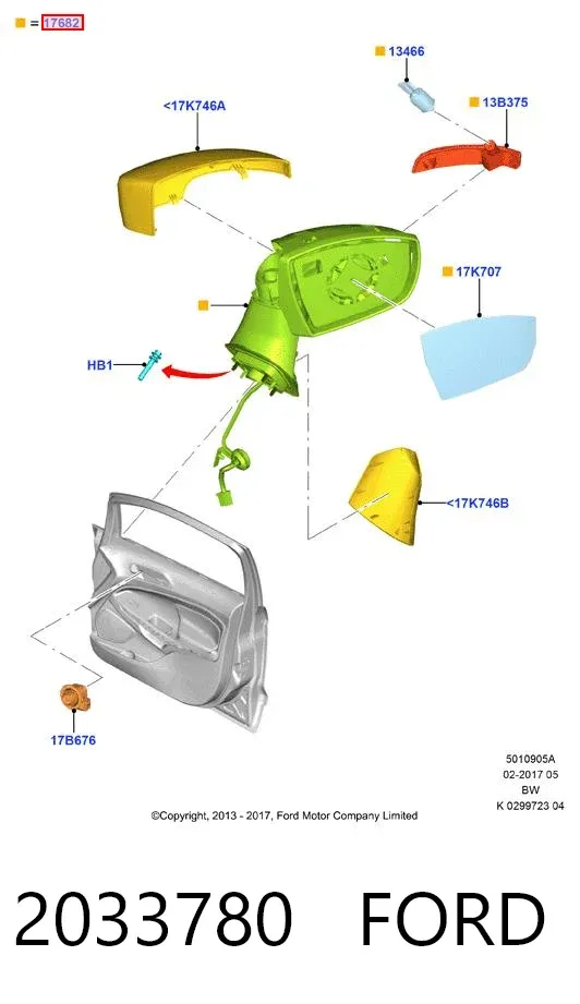 Правое зеркало 2033780 Ford