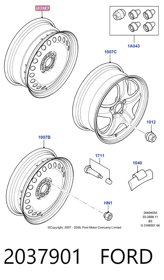 Диски колесные стальные (штампованные) 2037901 Ford