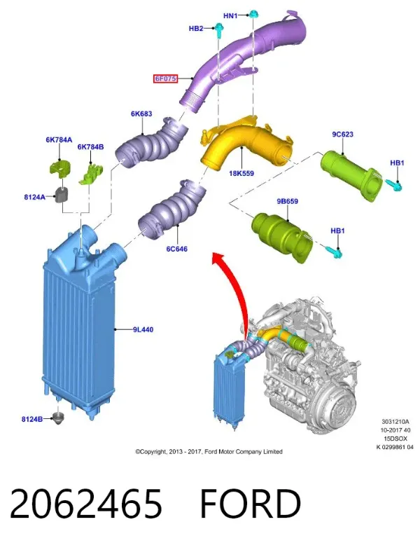 Патрубок интеркулера 2062465 Ford