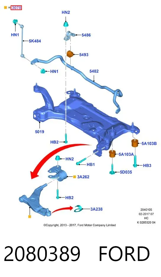 Нижний рычаг 2080389 Ford