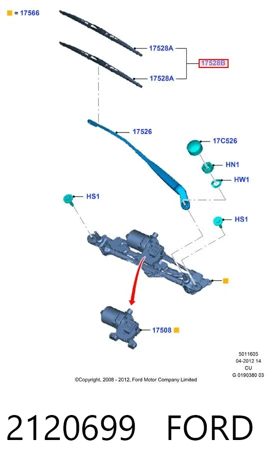 Щетка-дворник лобового стекла водительская 2120699 Ford