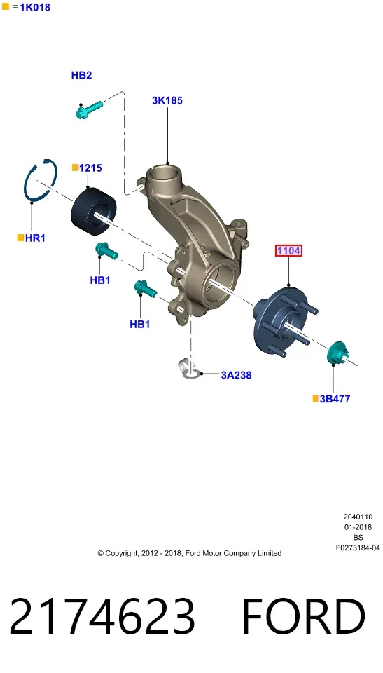 Передняя ступица 2174623 Ford