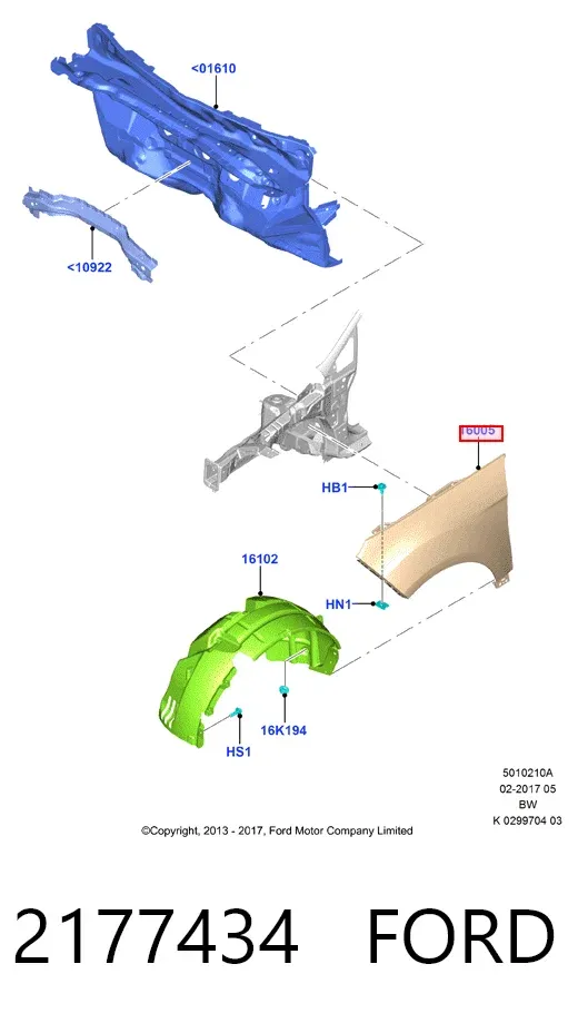 Крыло переднее левое 2177434 Ford