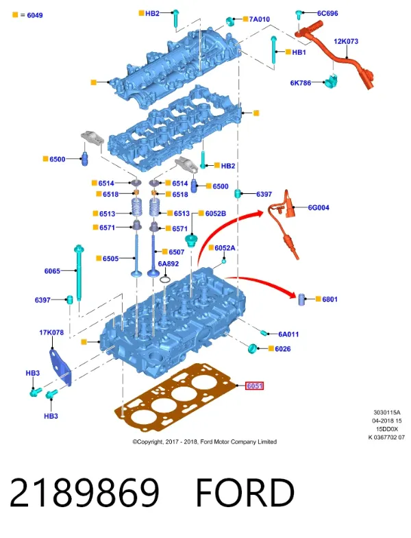 Прокладка ГБЦ 2189869 Ford