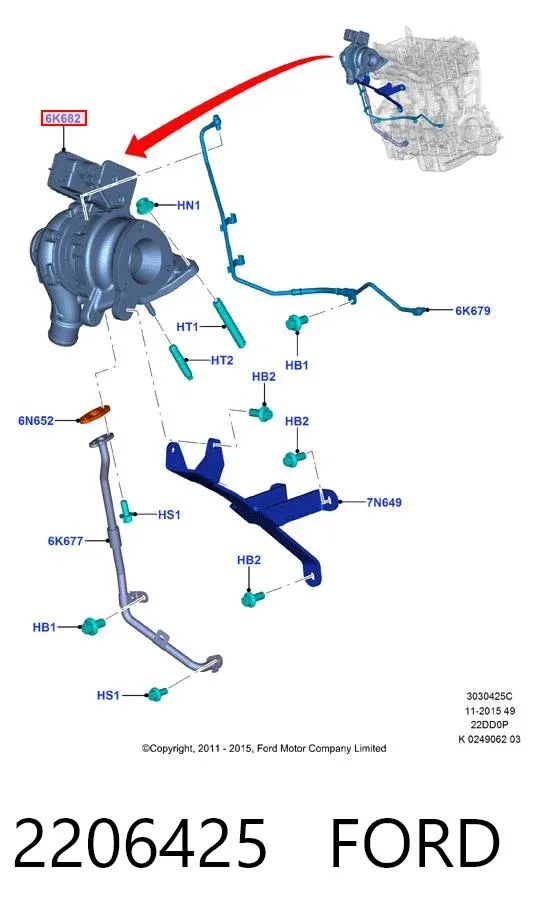 Турбина 2206425 Ford