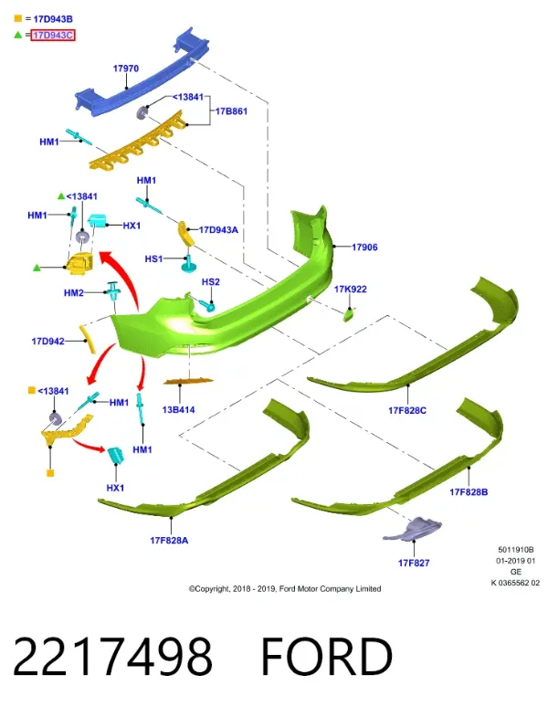Кронштейн бампера заднего правый 2217498 Ford