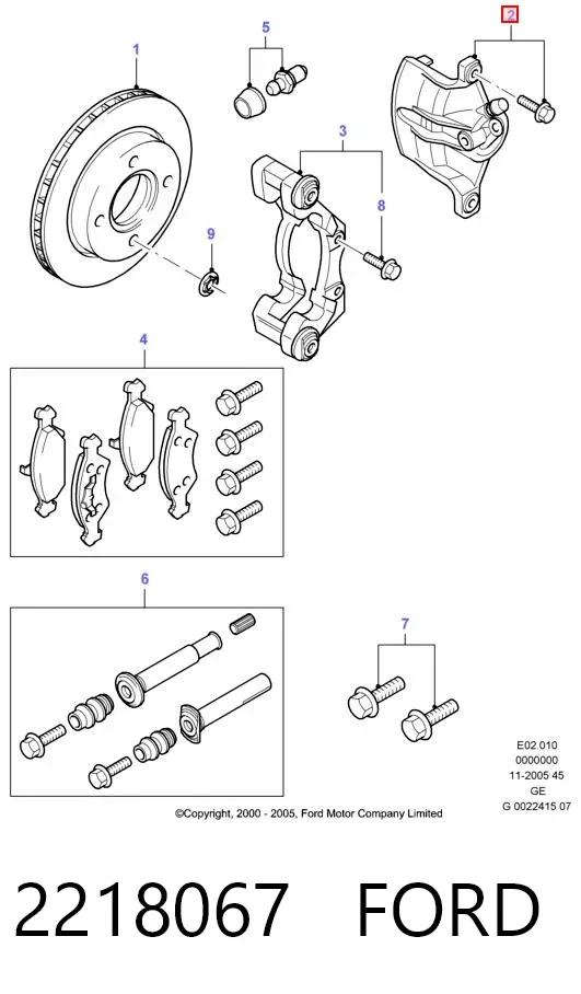 Суппорт тормозной передний левый 2218067 Ford