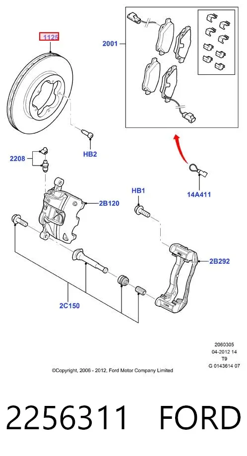 Передние тормозные диски 2256311 Ford