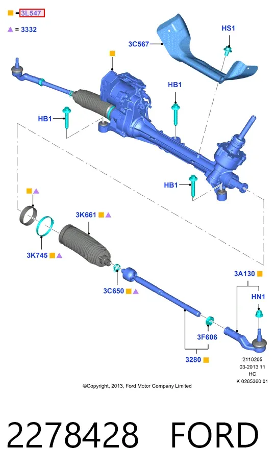 Рулевая рейка 2278428 Ford