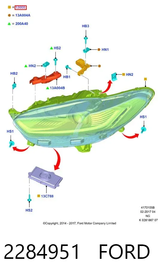 Правая фара 2284951 Ford