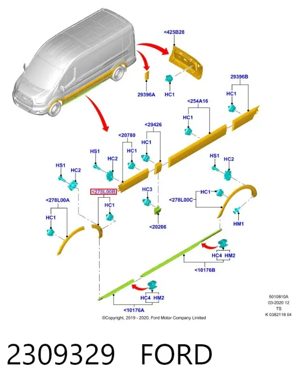 Молдинг двери передней левой 2309329 Ford