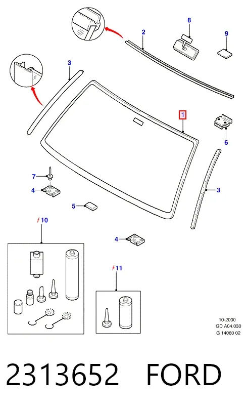 Лобовое стекло 2313652 Ford