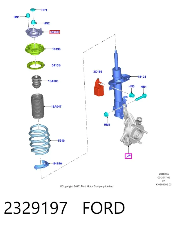 Опора переднего амортизатора 2329197 Ford