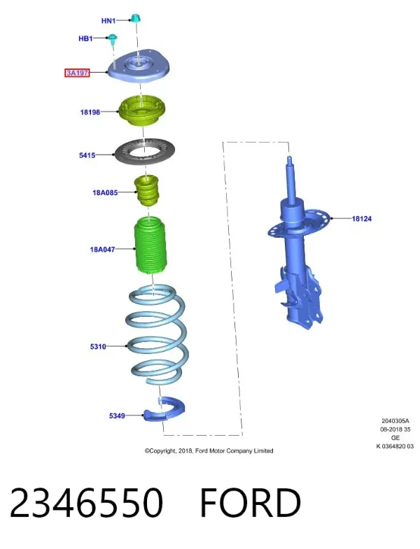 Опора переднего амортизатора 2346550 Ford