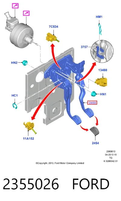 Кронштейн педалей, педальный узел FORD 2355026