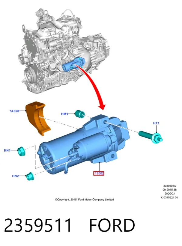 Стартер 2359511 Ford