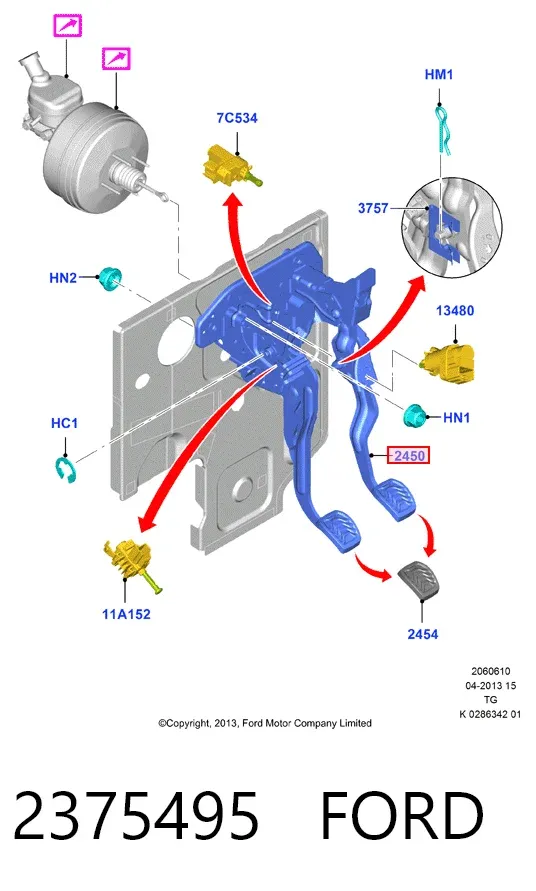 Кронштейн педалей, педальный узел 2375495 Ford