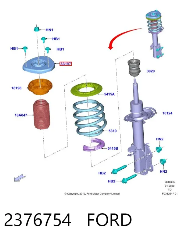 Опора переднего амортизатора 2376754 Ford