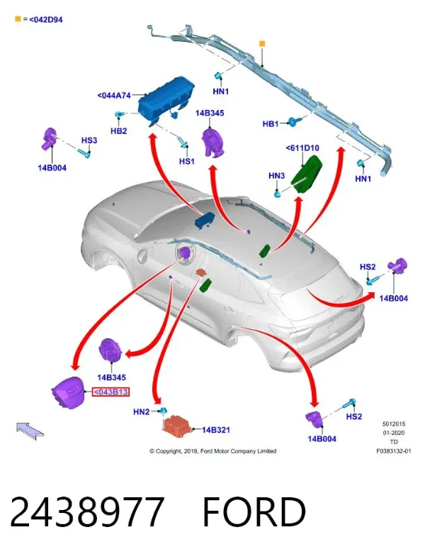 Подушка безопасности водителя 2438977 Ford