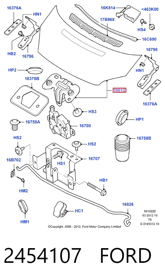 Капот 2454107 Ford