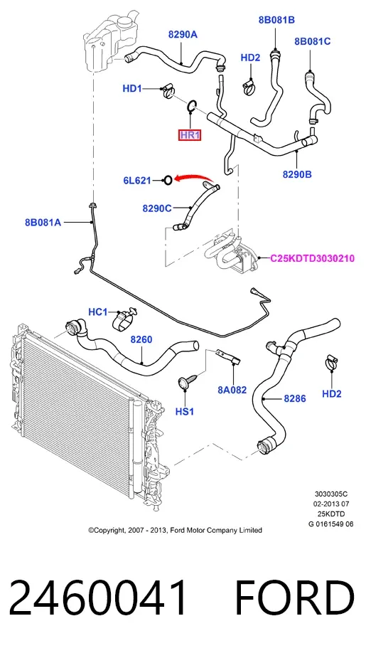 Прокладка термостата 2460041 Ford