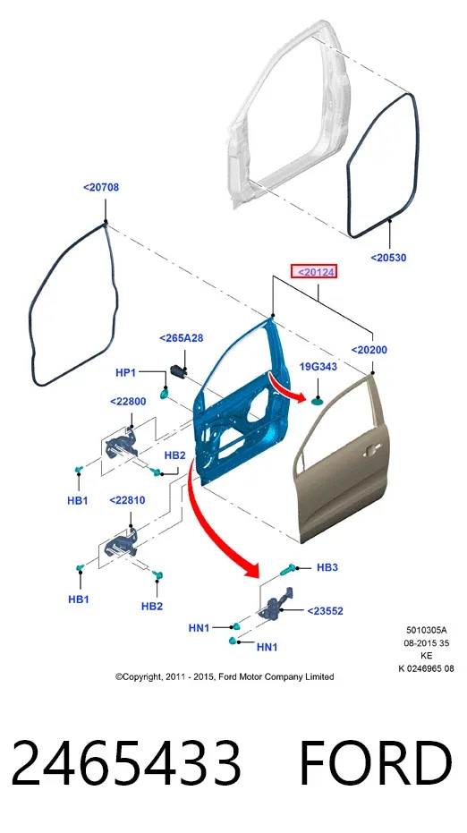 Дверь передняя правая 2465433 Ford