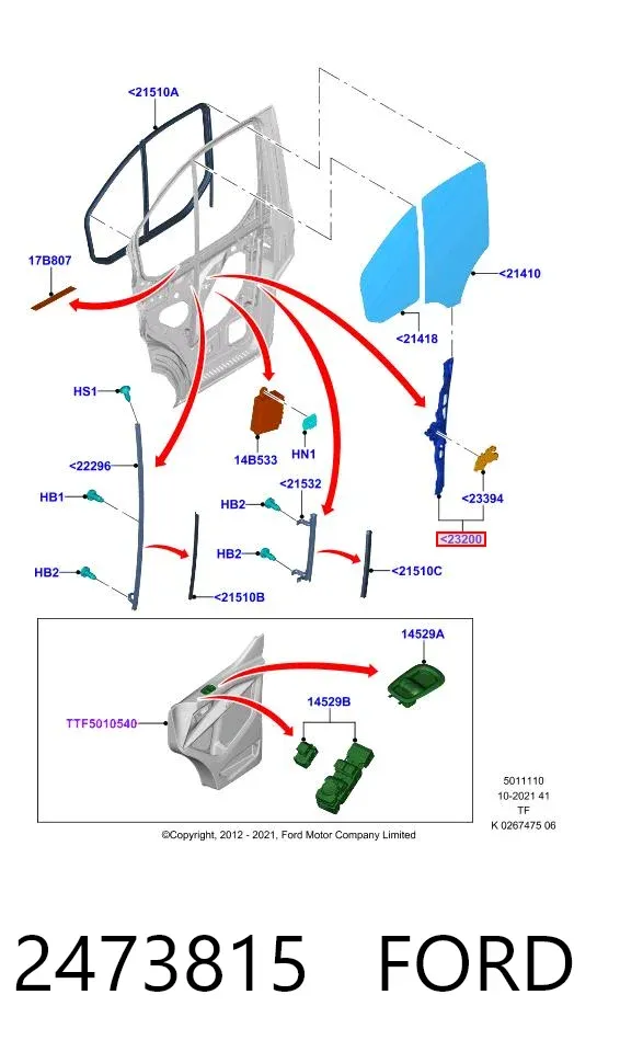 Стеклоподъемник передней левой двери 2473815 Ford