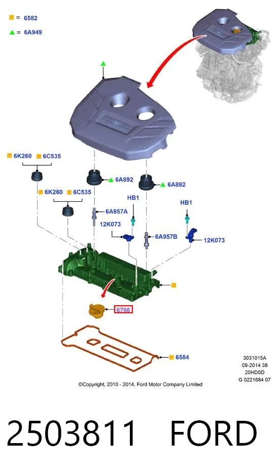 Крышка маслозаливной горловины 2503811 Ford