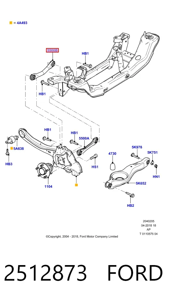 Рычаг задней подвески верхний 2512873 Ford