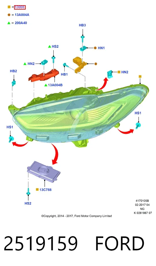 Правая фара 2519159 Ford