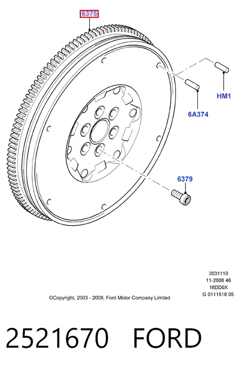 Маховик 2521670 Ford
