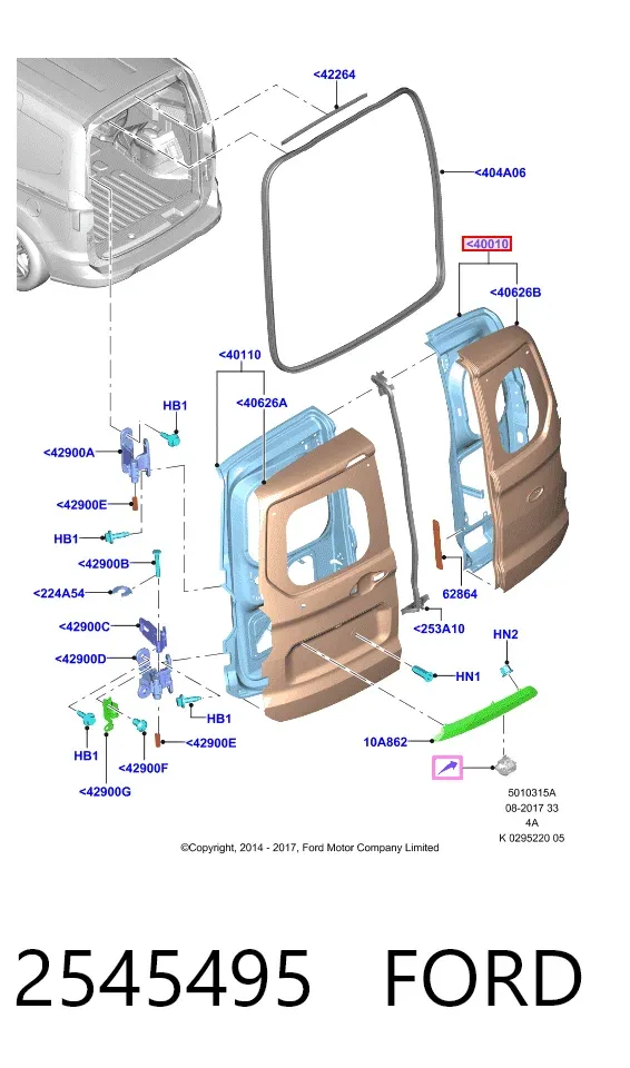 Дверь фургона задняя распашная правая 2545495 Ford