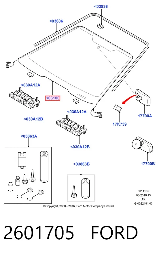 Лобовое стекло 2601705 Ford