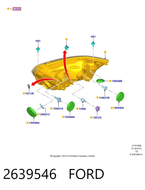 Левая фара 2639546 Ford