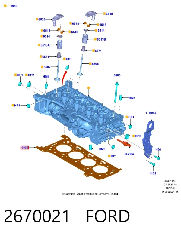 Прокладка ГБЦ 2670021 Ford