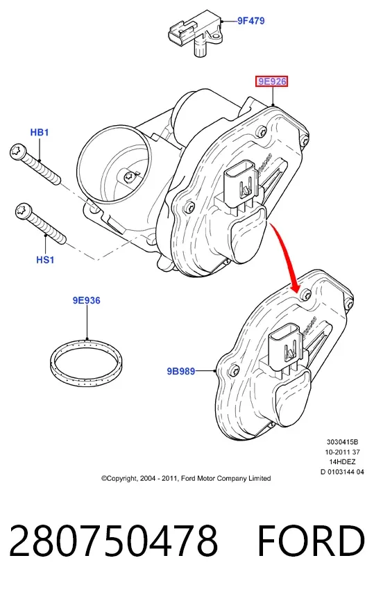 Дроссельная заслонка 280750478 Ford