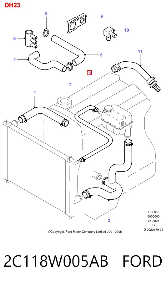 Патрубок системы охлаждения 2C118W005AB Ford