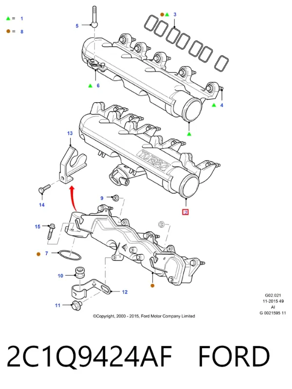 Впускной коллектор 2C1Q9424AF Ford