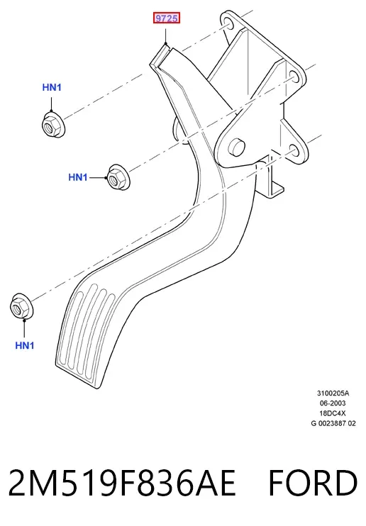 Педаль газа 2M519F836AE Ford