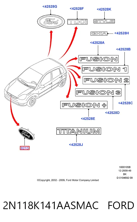 Эмблема решетки радиатора 2N118K141AASMAC Ford