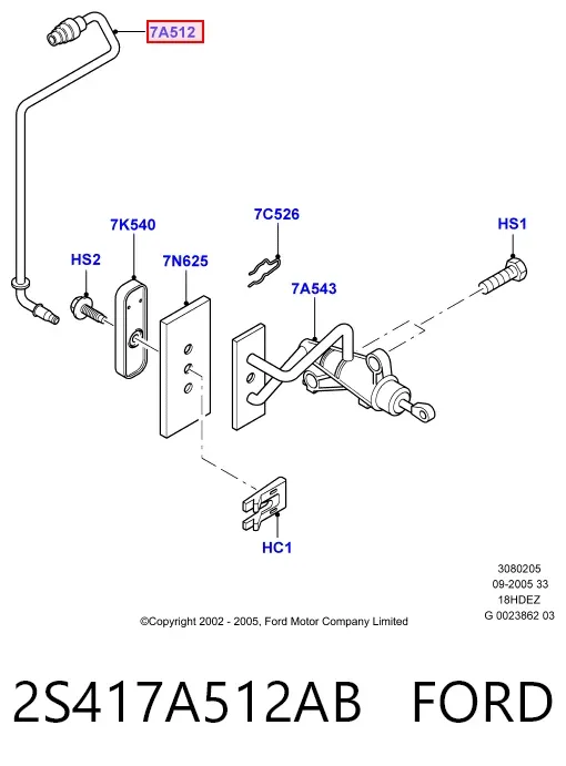 Шланг сцепления 2S417A512AB Ford