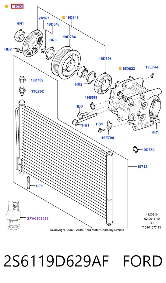 Компрессор кондиционера 2S6119D629AF Ford