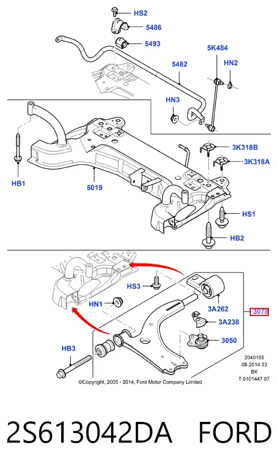 Нижний рычаг 2S613042DA Ford