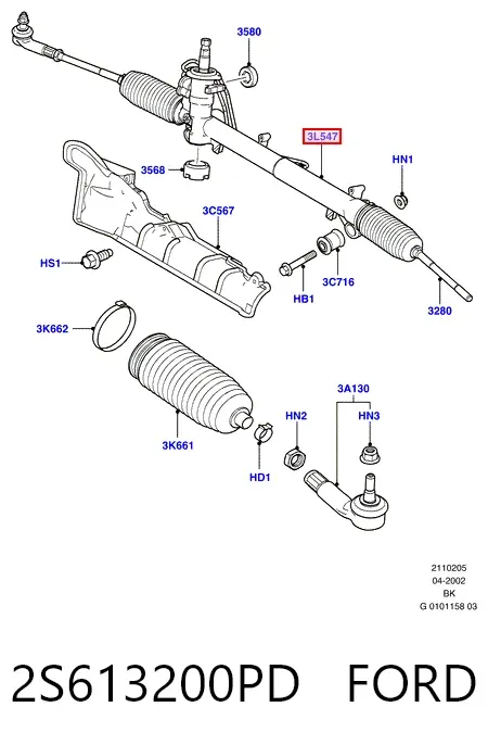 Рулевая рейка 2S613200PD Ford