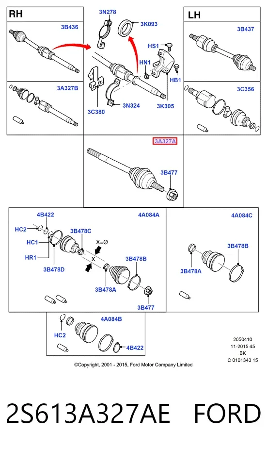 ШРУС наружный передний 2S613A327AE Ford