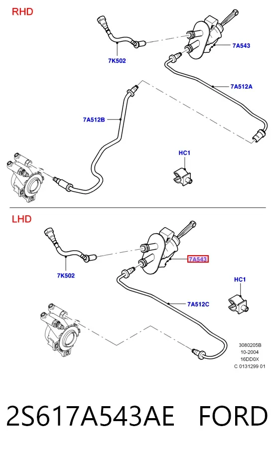 Главный цилиндр сцепления 2S617A543AE Ford